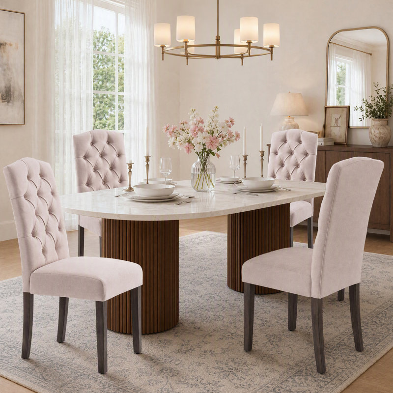 Chaise de salle à manger, Beige, Set of 6