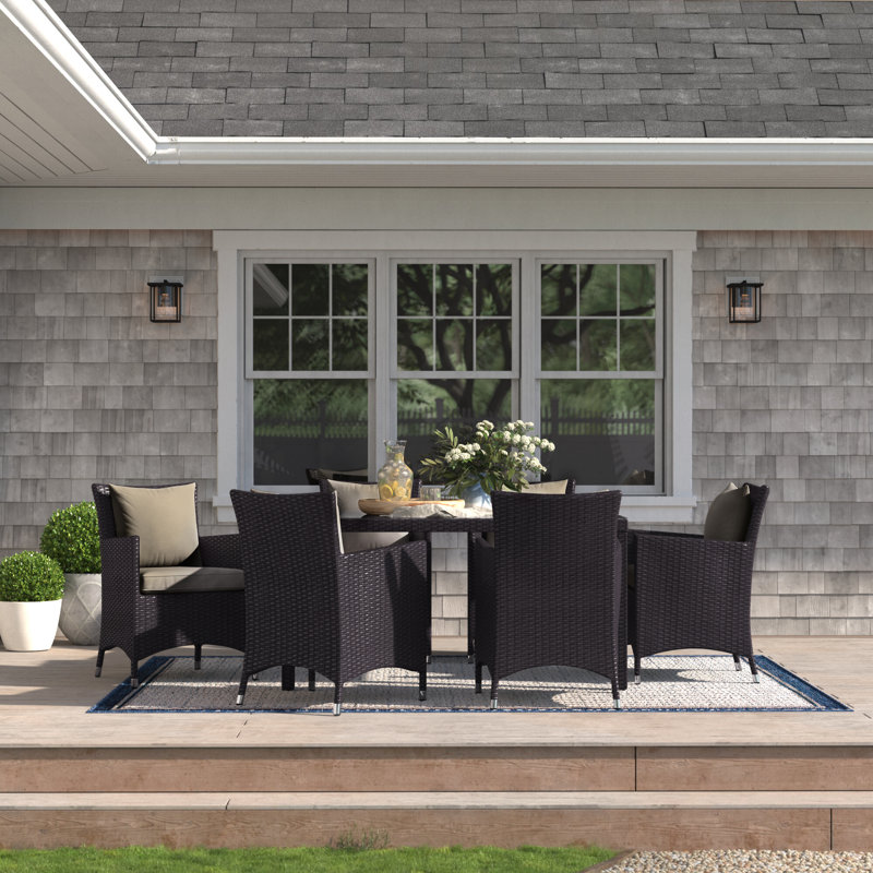 Modway Sojourn 7 Piece Dining Set, 29.5" H x 59" W x 39.5" D, Mocha