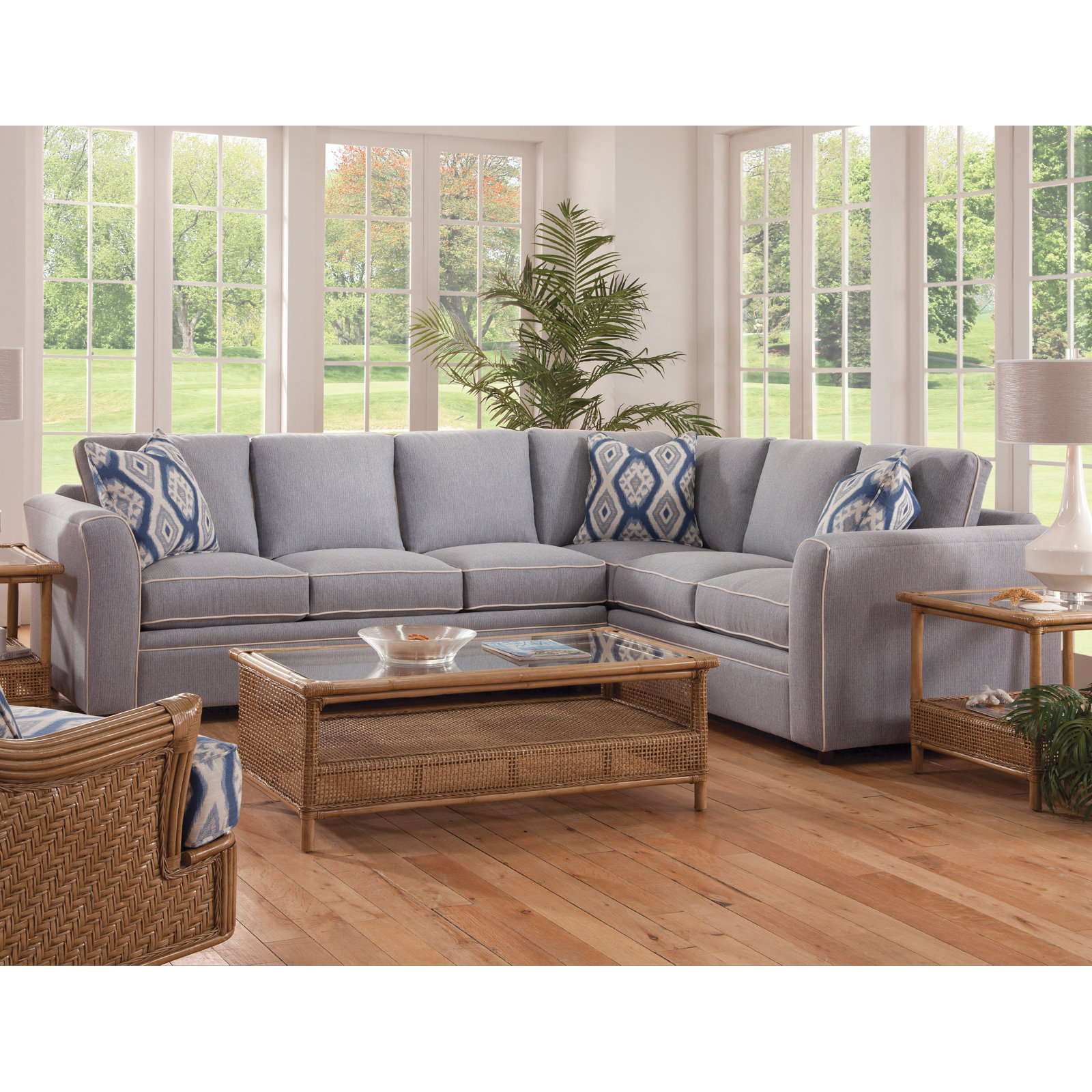 Northfield L-Sectional, 5" Innerspring Mattress, Right Hand Facing, Alabaster Linen-Look Performance