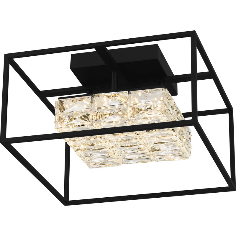 Plafonnier semi-encastré 1 lumière DEL 15,75 po, Noir mat