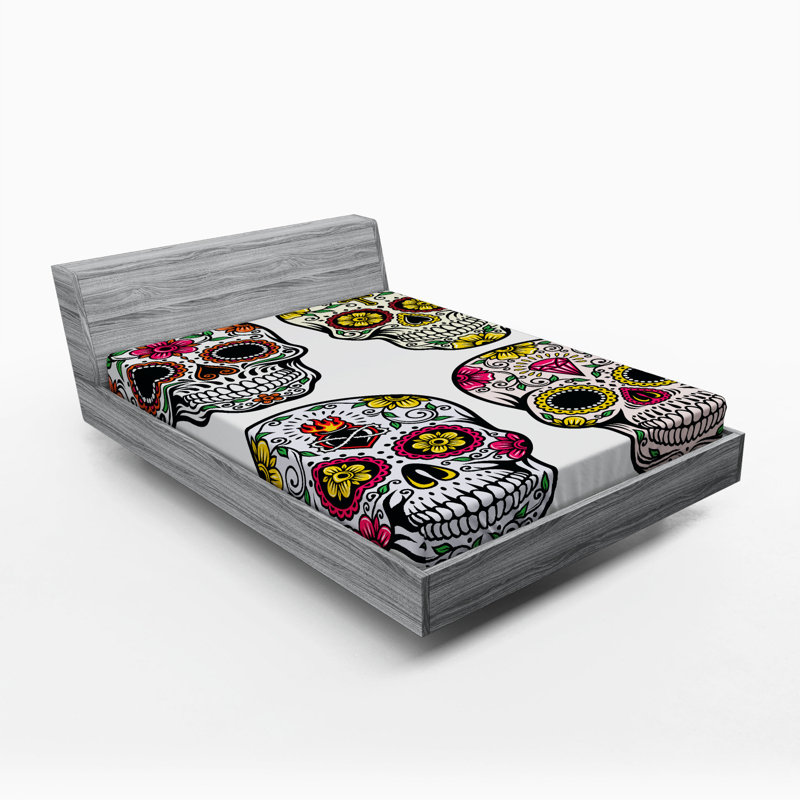Drap-housse en microfibre Jour des Morts, Drap-housse pour lit double