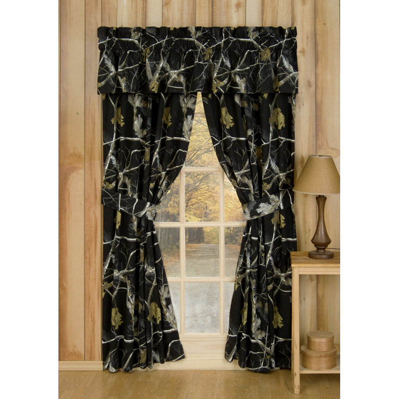 Rideau à tringle camouflage et chasse camouflage 100% polycoton noir Realtree AP 42 po x 87 po, Noir