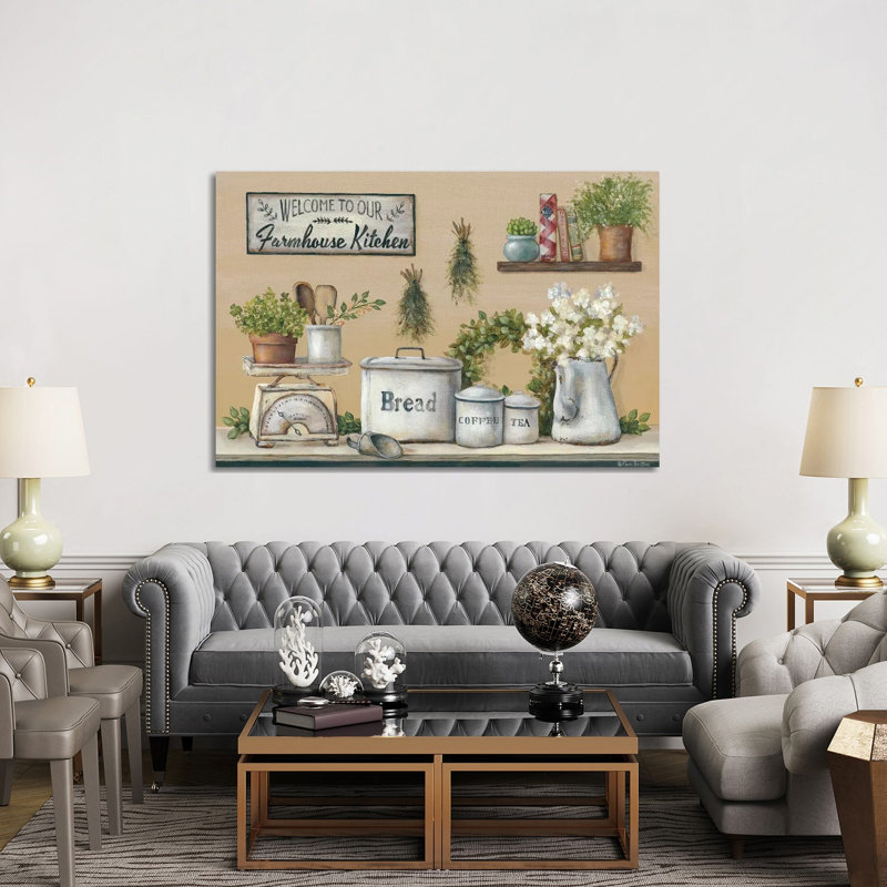 Garden Farmhouse Kitchen by Pam Britton - Wrapped Canvas Painting, 152.5 cm H x 101.5 cm W