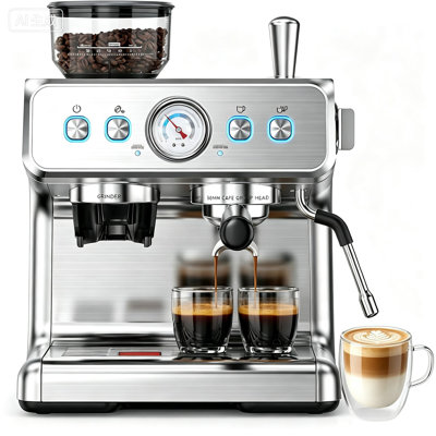 Machine à espresso professionnelle COWSAR 20 bars avec mousseur à lait et buse à vapeur, cafetière pour latte et cappuccino.