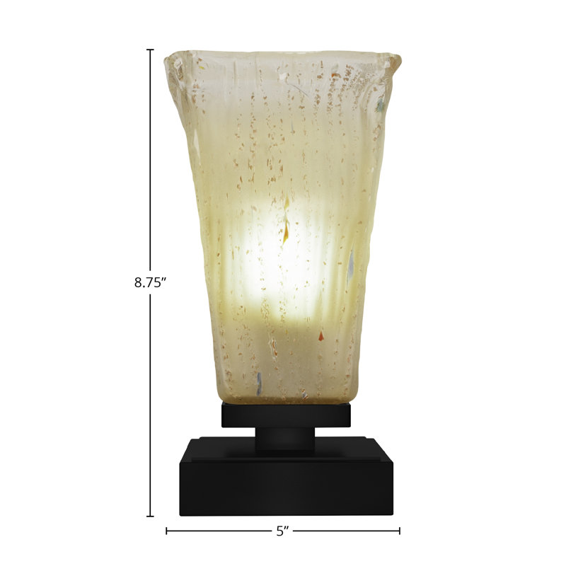 Lannah Accent Lamp With 5" Glass, Matte Black, Beige