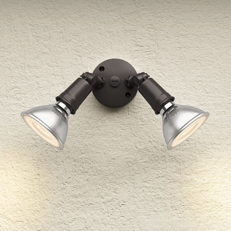 2 - Head Hardwired Outdoor Security Flood Light, Powder Coated Bronze