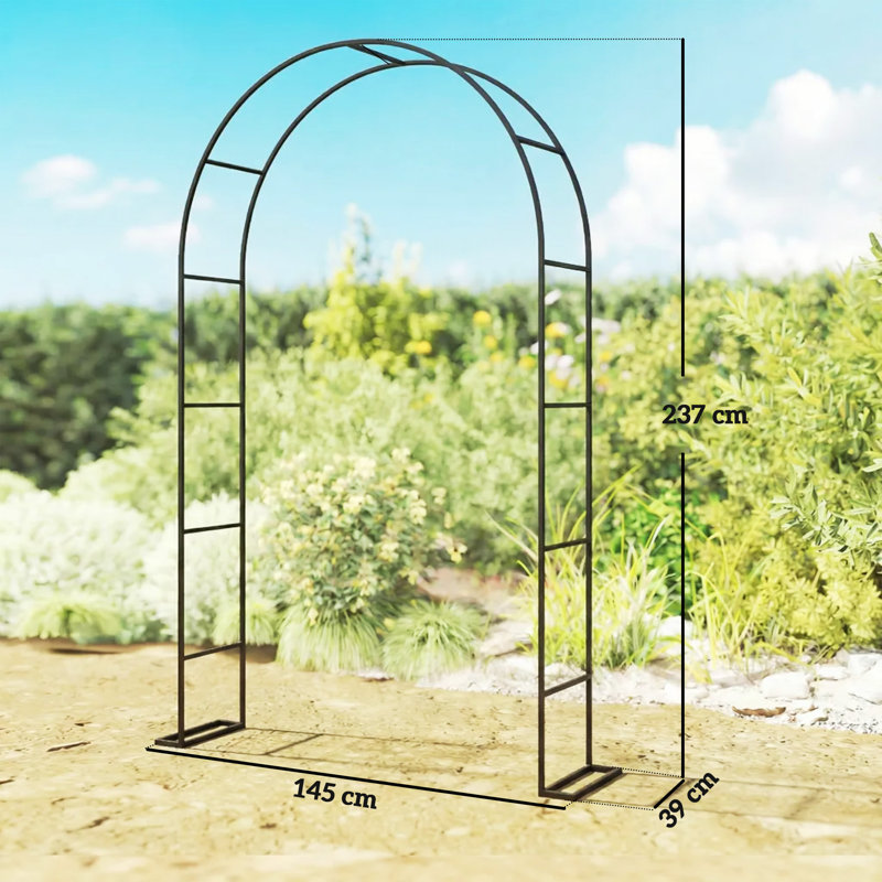 145cm W x 39cm D Metal, Steel Arbour in Black