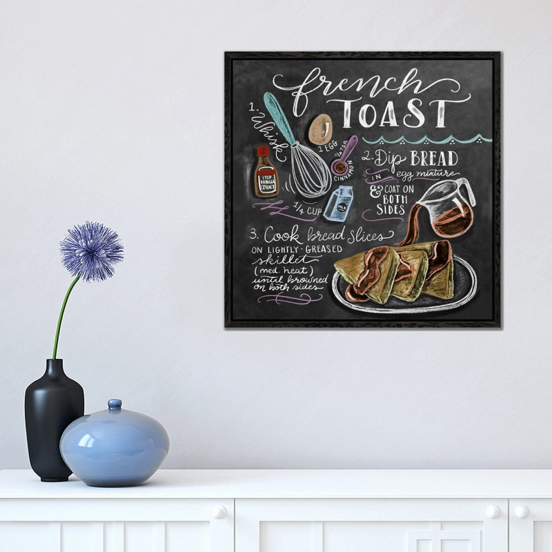 French Toast Recipe - Print on Canvas, Black Floater Framed, 45.72cm H x 45.72cm W x 3.81cm D