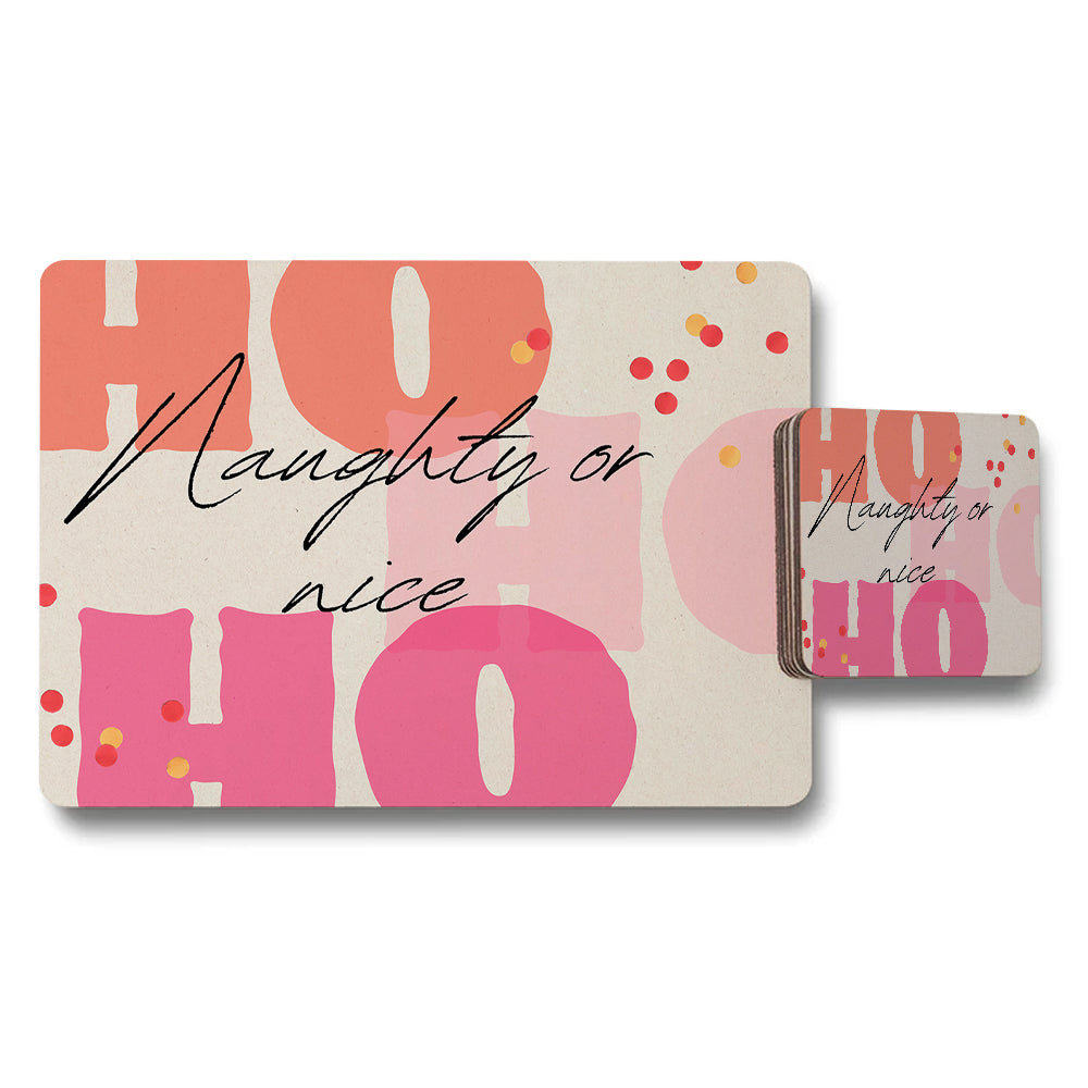Naughty Or Nice Holiday Placemat And Coaster Set For Christmas Table Decor