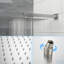 Système de douche mural carré de 10 pouces avec - valve équilibrée, barre coulissante réglable, douche à effet pluie et à main, buse facile à nettoyer, finition en nickel brossé, tête, installation à double fonction