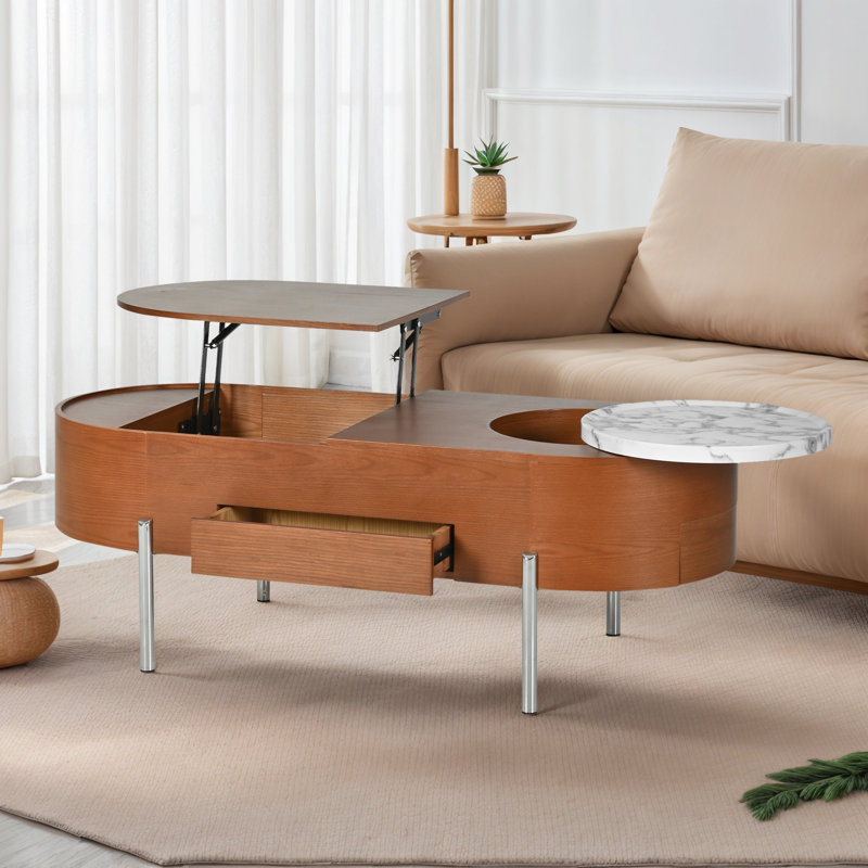 Table basse à plateau relevable , Brun