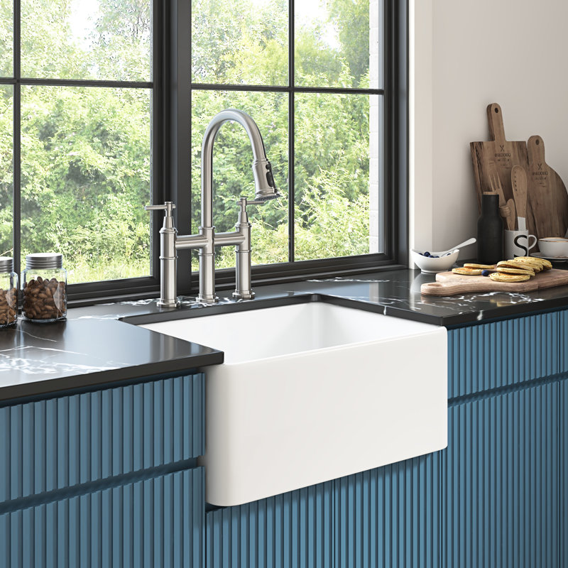 White Ceramic Sink - Undermount Deep Apron Kitchen 18"X10"X24", 58Lb 24"X18"X10",