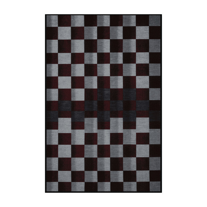 Tapis brun à carreaux lavable à la machine, Rectangle 2 pi x 3 pi