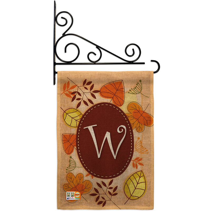 En toile jute 2 côtés de l’automne r initial 2 côtés 19 po x 13 po ensemble de drapeau, W