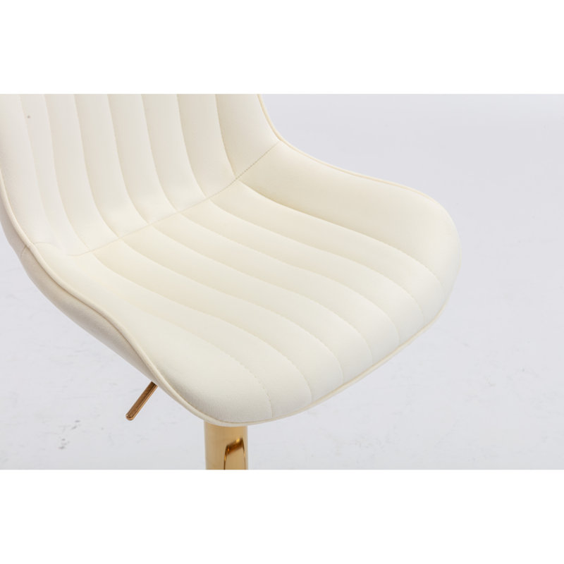 Tabouret de bar pivotant en velours à hauteur réglable avec base chromée, idéal pour les espaces modernes