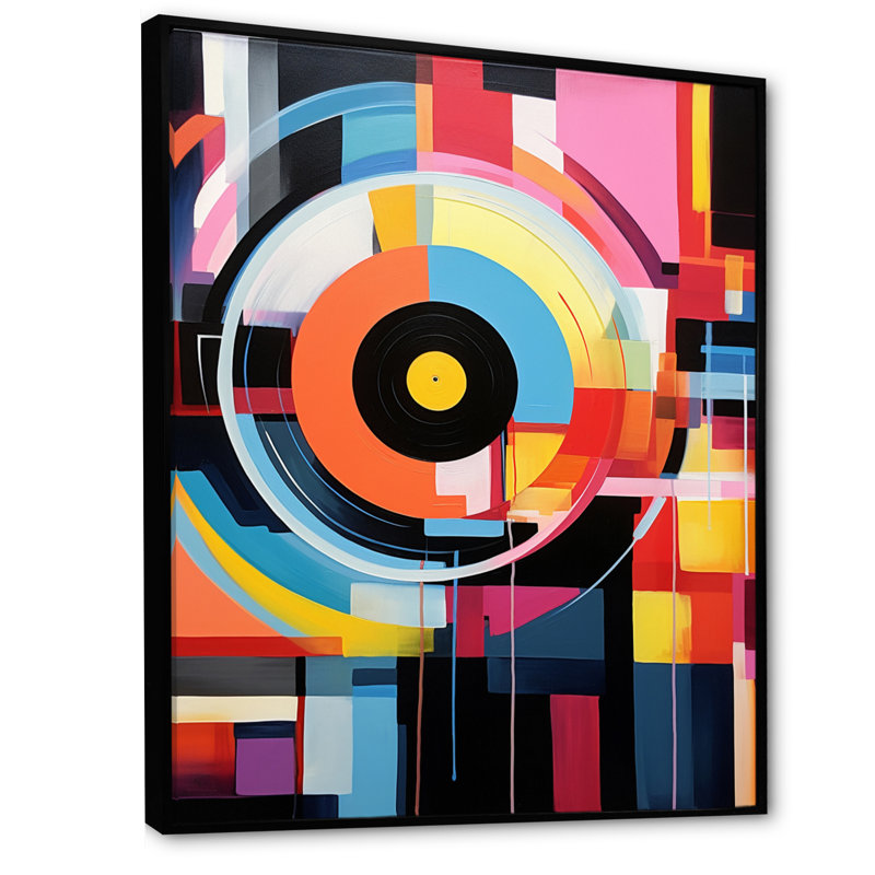 Popart, disque vinyle Reverie I sur toile, Cadre flottant noir, 32" H x 24" W