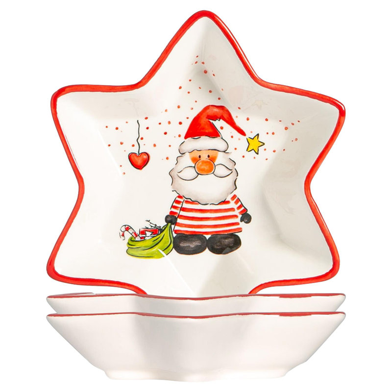 Nicola Spring - Father Christmas Star Serving Platters - 18cm - White