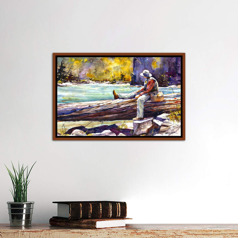 Fishing Time by Dean Crouser - Single Picture Frame Painting, 18" H x 26" W x 1.5" D, Classic Wood Frame