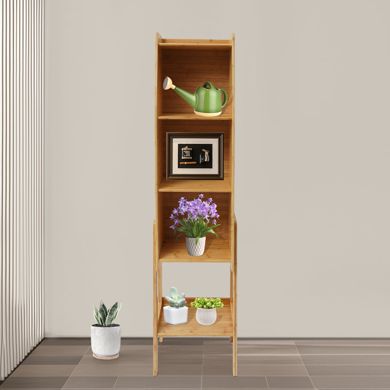 57.5''H Five-Tier Side Table Cabinet, Brown