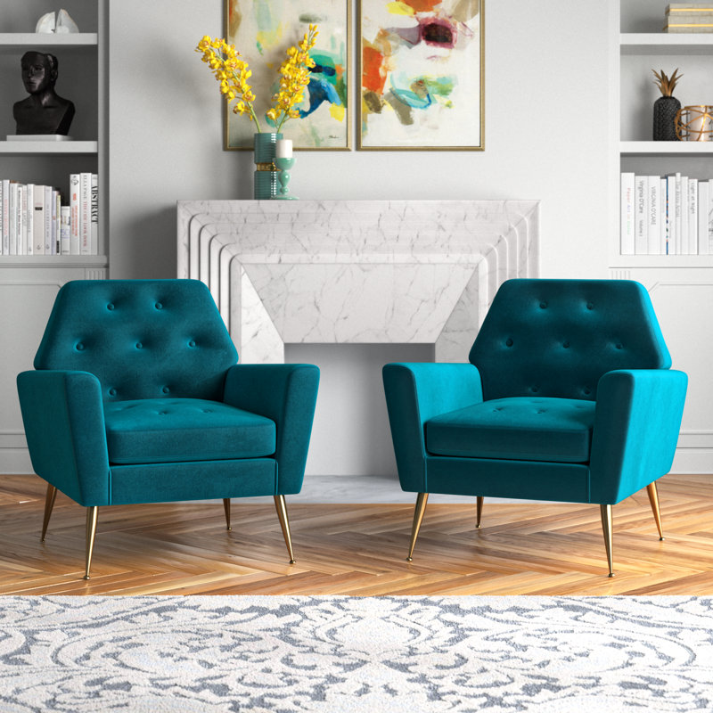 Thaddeus Velvet Armchair, Teal Velvet