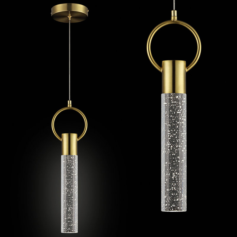 Luminaire suspendu en cristal Brevick, Or, Rond, 2 lumières