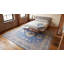 Tapis bleu moderne à motif géométrique en laine noué à la main à motif de médaillons circulaires-986953919