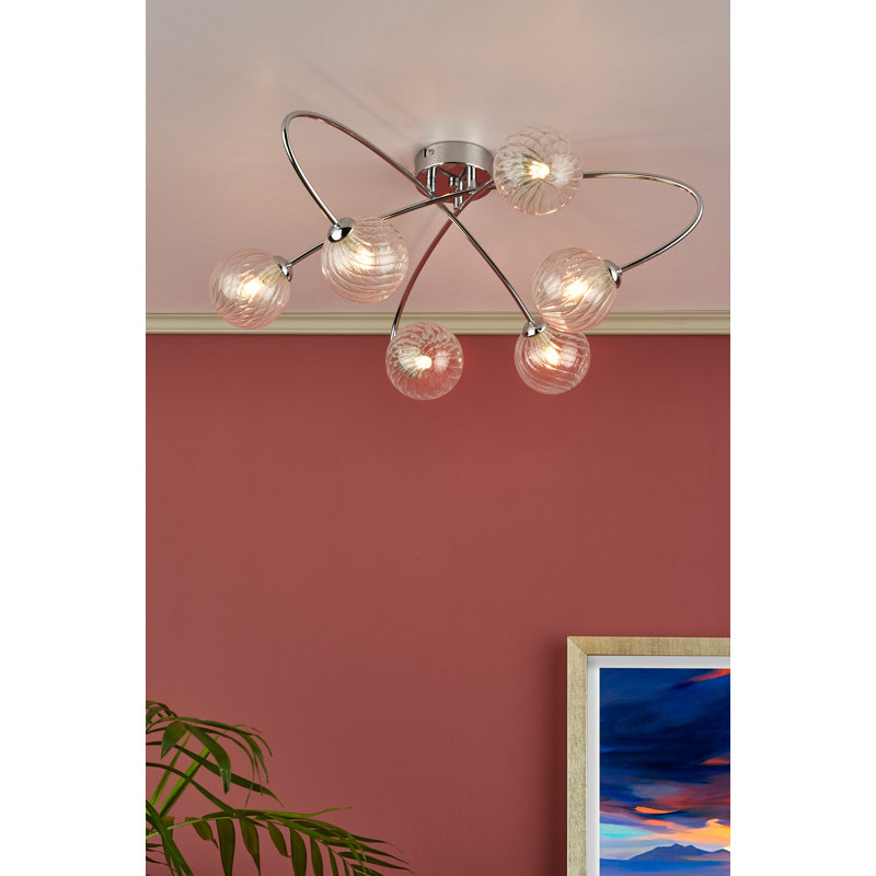 Anahat Glass Semi Flush Mount, Chrome