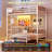 Twin Over Twin Bunk Bed With Desk And Charging Station, Metal Loft Bed, Twin Bed With Led Lights And Storage Shelves And Drawers, L-shaped Bunk Bed-1487240370