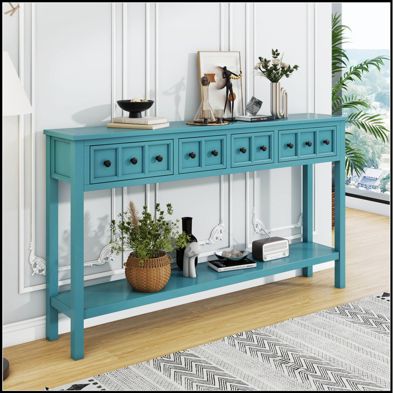 Console rustique avec deux tiroirs de tailles différentes pour le rangement et la présentation dans les petits espaces