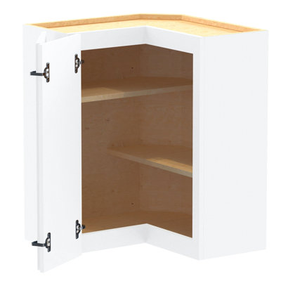 Gallery Express Haven Plywood Assembled 24 in W X 21 in D X 30 in H Corner Diagonal Kitchen Cabinet Left in White