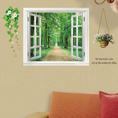 3D Green View Floral Wall Sticker