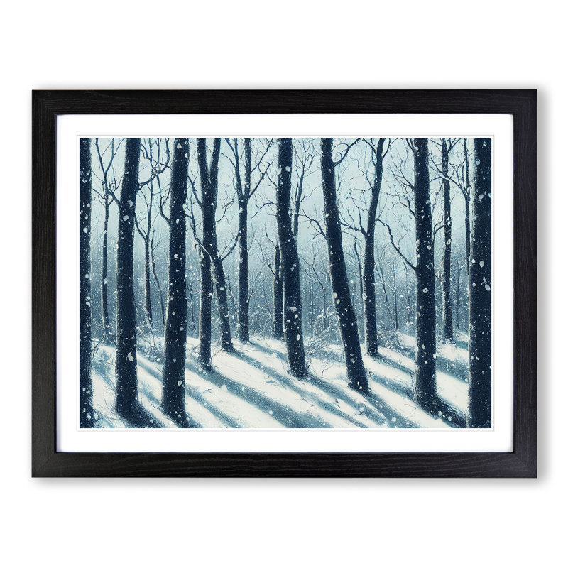 Ingenious Winter Forest - Single Picture Frame Print, Black, 46cm H x 64cm W x 2cm D