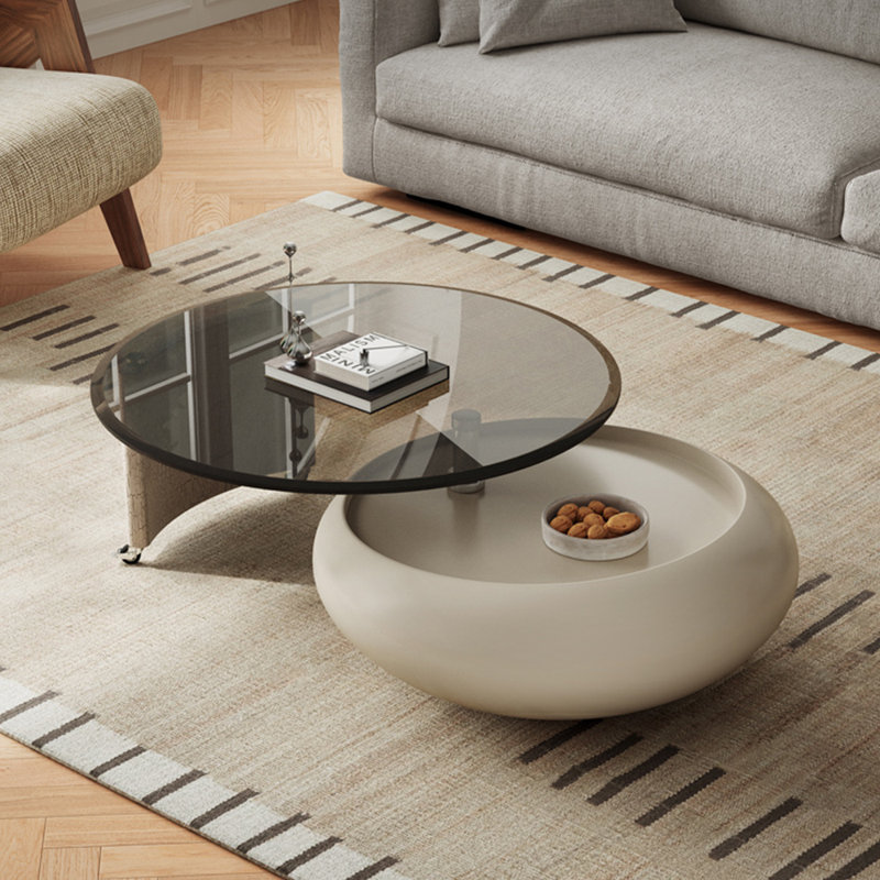 Table basse rotative en verre de style français