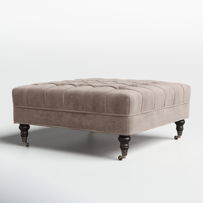 Jaylon Upholstered Ottoman, Mushroom Taupe Velvet