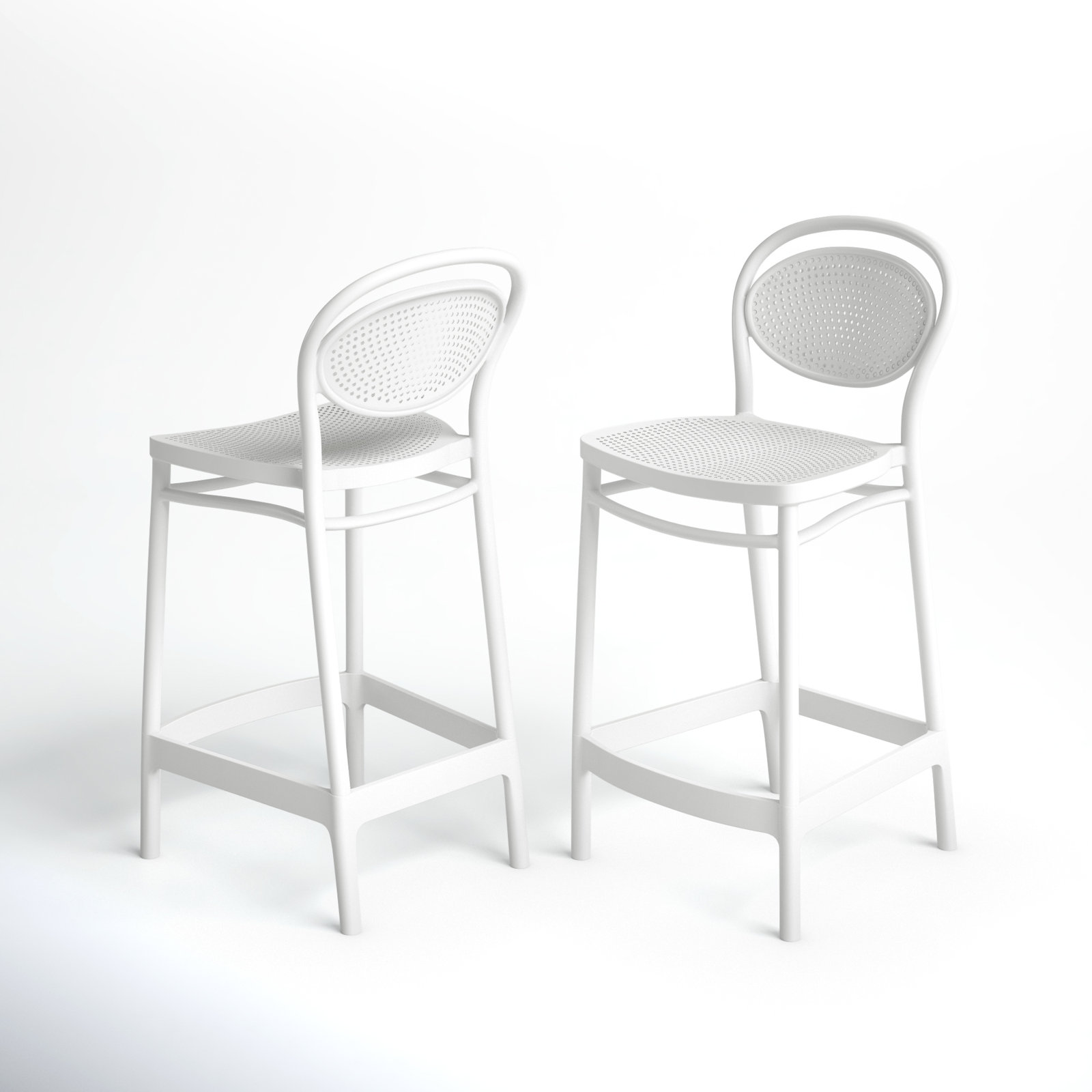 Farrah Outdoor Bar Stool, White, Counter Stool (25.6" Seat Height)
