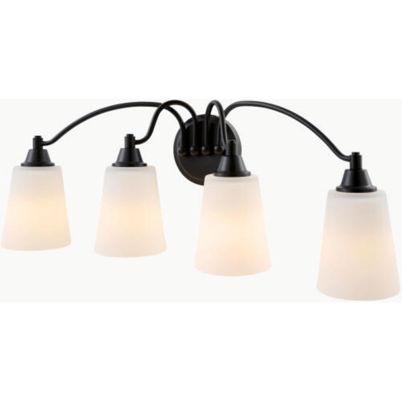 Mullens Wall Sconce, 9" H x 28" W x 6.5" D, Matte Black, White