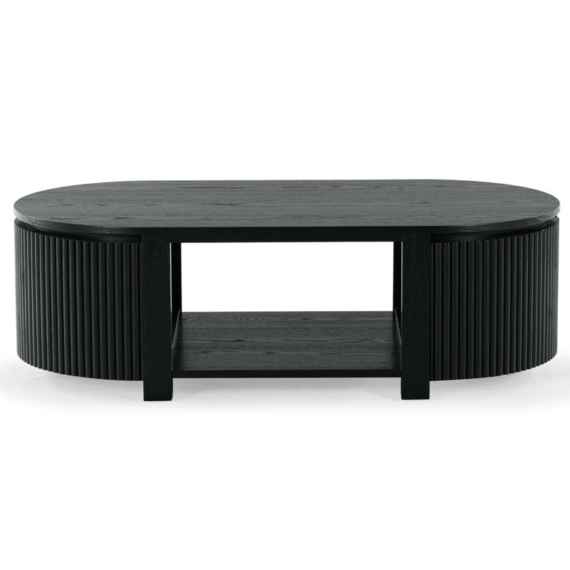 Christy Reeded Oval Coffee Table, Black
