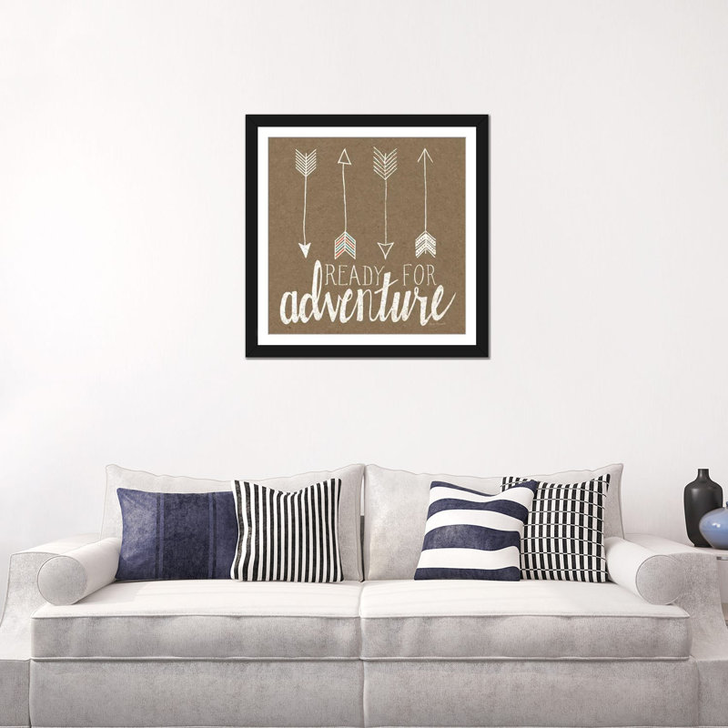 «Ready For Adventure», art textuel sur toile tendue, H 26 po x l 26 po x P 1,5 po, Toile tendue, Pas de tapis