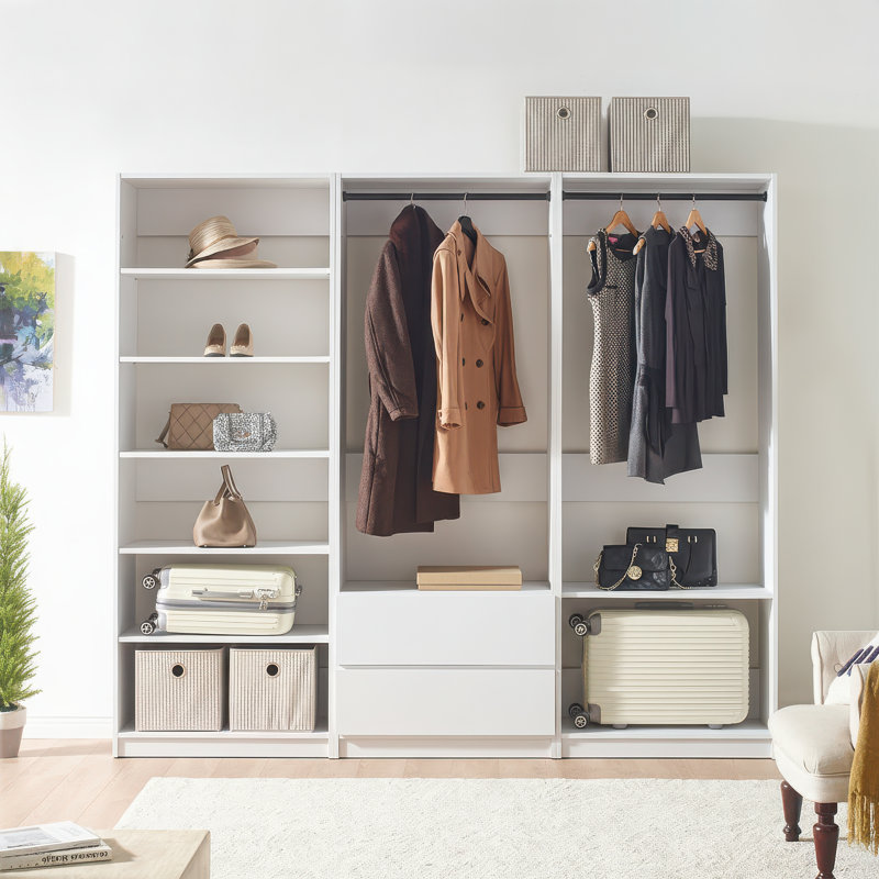 Prosper Oak Freestanding Walk In Wood Closet System, White