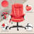 High Back Vibration Massage Office Chair With 6 Vibration Points, Heated Reclining PU Leather Computer Chair With Armrest Remote-769255857