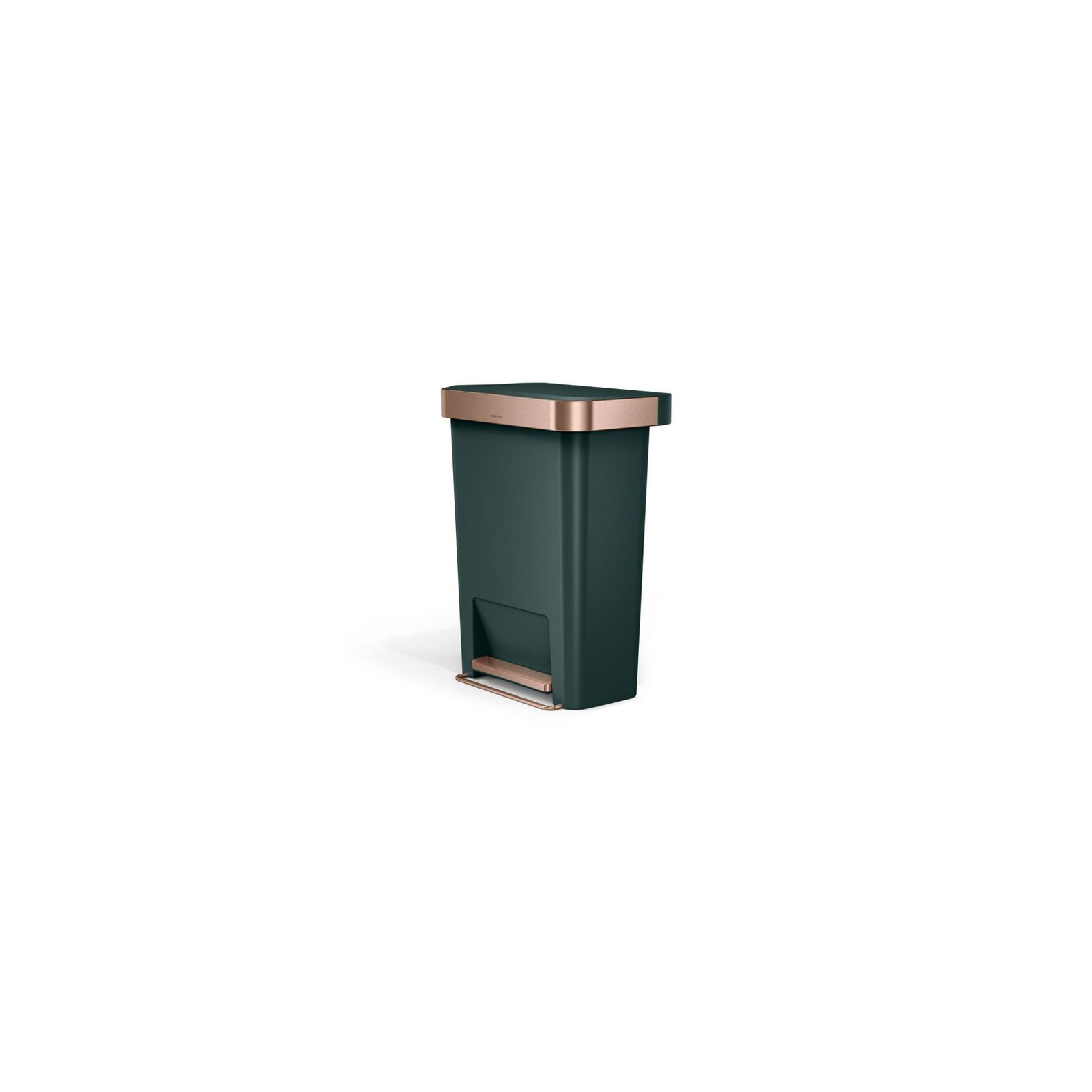 Simplehuman 45 Liter / 12 Gallon Rectangular Kitchen Step Trash Can with Soft-Close Lid, Plastic, Hunter