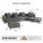 147.5'' 6-Seater Oversized Chenille Upholstered Modular Sectional Sofa With 2 Ottomans, Dark Gray-774854620