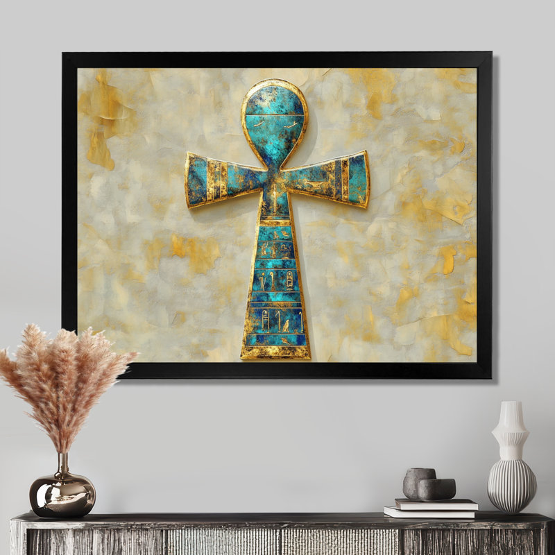 Ankh de la vie éternelle - Tableau égyptien encadré, H 16 po x l 32 po, Cadre photo noir