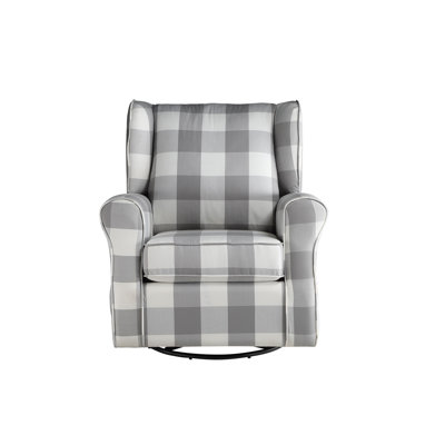 Patli Gray&White Fabric Glider Chair With Swivel