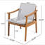 Ensemble de 2 chaises de salle à manger d'extérieur, structure en bois d'acacia couleur teck, osier PE brun, coussin imperméable gris, idéal pour les patios et les jardins