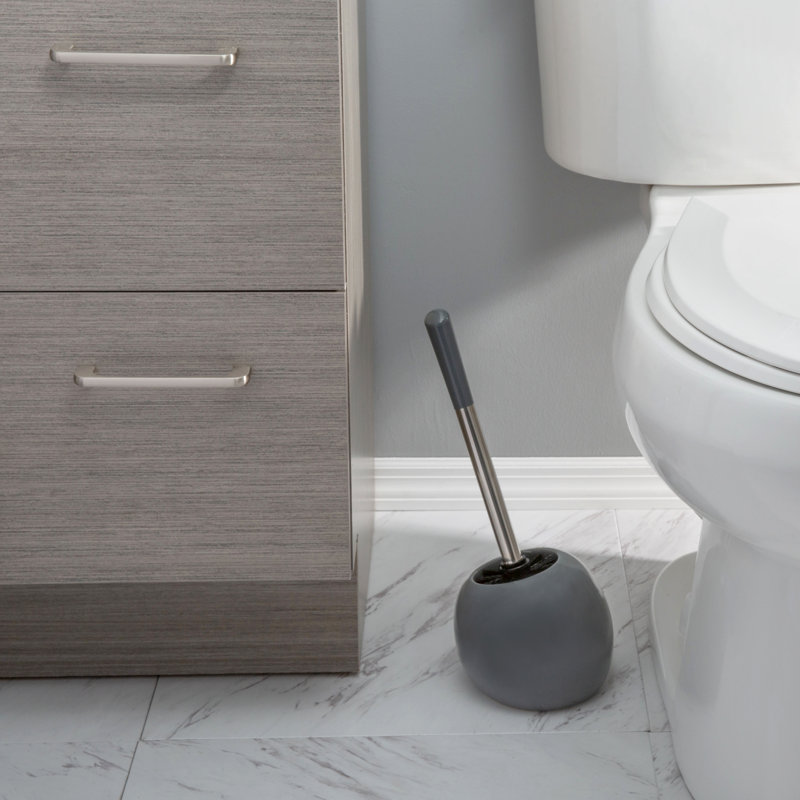 Bath Bliss Toilet Brush And Holder, Gray