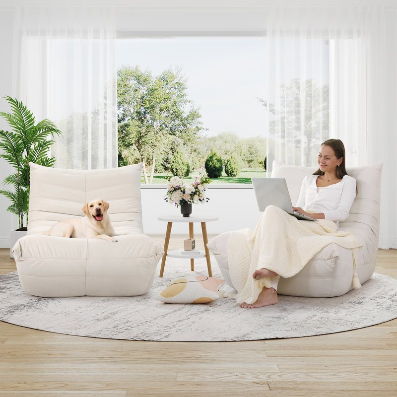 Daut Upholstered Suede Lounge Chair, Beige