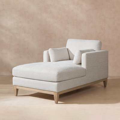 Knox 65" Modern Farmhouse Chaise Lounge Chair, Stone Light Beige Chenille