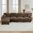 Pleated Design Cozy Chenille Fabric Modular Sofa