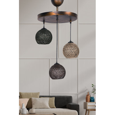 Luminaire suspendu en forme de globe à 3 lumières Enon